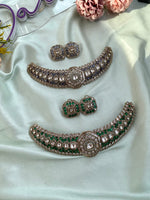 Mossanite kundan Victorian Choker with Earrings