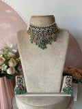 Designer Mossanite Victorian Pearl Choker with Earrings