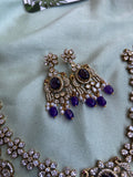 Victorian 2 Layer Purple Necklace with Earrings
