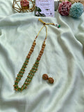 Three line Green & golden beads Chain