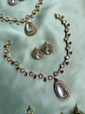 Moissanite Simple Droplet Necklace with Studs in 3 colours