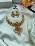 Antique Radhakrishnan RubyGreen Necklace with Earrings
