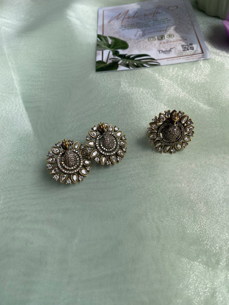 Victorian peacock studs with adjustable ring
