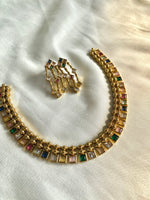 Multicolour box necklace with earrings