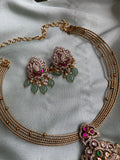 AD Peacock Hasli Necklace with Earrings