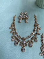 AD Diamond look alike Necklace with Earrings in 2 Colors (Prices for each)
