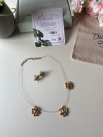Invisible Flower Chain with Earrings