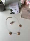 Invisible Flower Chain with Earrings