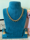 Ruby Green Necklace with Jhumkas