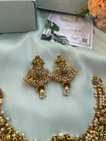 Antique Radhakrishnan RubyGreen Necklace with Earrings