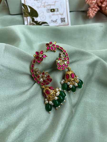 Trisha Pure Kemp Brass Ruby Green Earcuff
