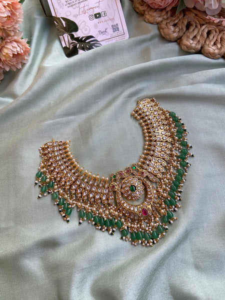 Pure Kemp Brass Jadau Peacock Necklace