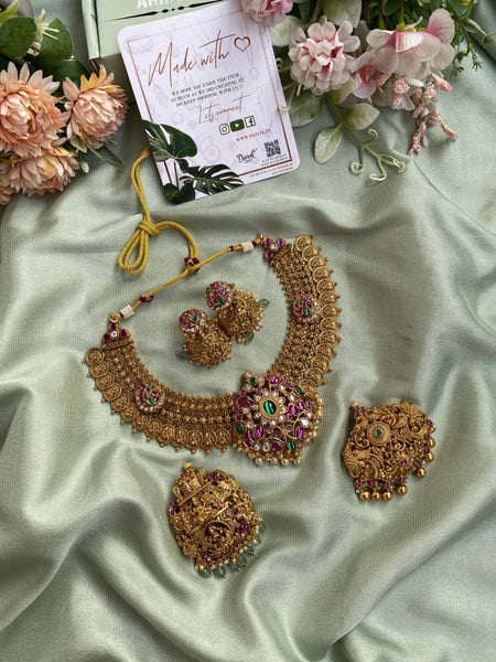 3 in 1 Lakshmi coin Short Necklace set