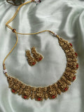 Coral Lakshmi Necklace with Earrings