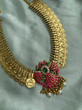 Premium Brass Lakshmi Kasumala with Peacock Pendant