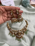 Premium Hasli Two line Lakshmi Necklace with Jhumkas