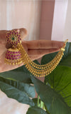 Kemp Floral Jhumkas with Golden Mattal