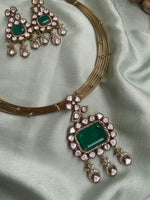 Victorian Moissanite Detachable Pendant Pipe Hasli Necklace with Earrings