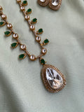 Mossanite Pendant Long Chain with Studs