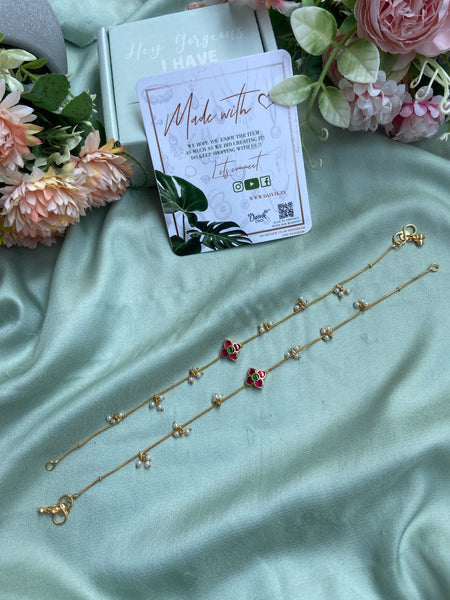 Pearl Floral Anklets