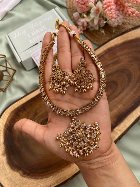 AD Pendant Flower Necklace with Earrings