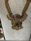 Pure Kemp Brass Golden Beads Haram with Jhumkas