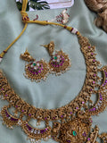 Antique Kemp Jadau Layered Bridal Necklace with Earrings