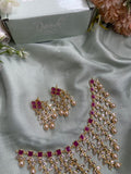 Simple Layered Ruby Pearl Necklace with Earrings