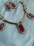 Moissanite Hasli Pendant Necklace with Earrings in 5 Colors