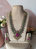 Victorian Hydro Doublet Stone Necklace with Earrings