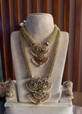 Antique Mesh Kemp Peacock Short and Long Haram with Jhumkas (Available in Short,Long and Combo)