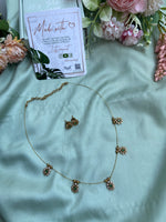 Invisible Green Flower Chain With Earrings