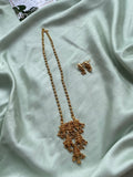 Three Layer Lakshmi Golden Beads Chain with Earrings