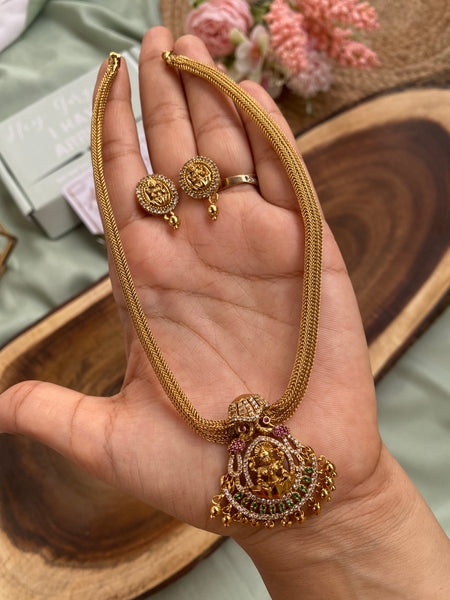 AD Lakshmi Mesh Necklace with Earrings