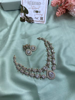 Premium Two Layered AD Necklace with Earrings in Five Colors