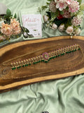 Antique Pure kemp Brass Peacock HipChain in Dark Green Beads