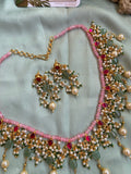 Pastel Beads Pearl Necklace with Earrings