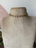 Simple AD Flower Choker with Earrings in 5 Colors (Price for Each)