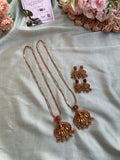 Two Line Antique Lakshmi Chain with Earrings