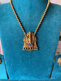 Affordable Meenakari Balaji and Lakshmi Long Beaded Chain with Earrings