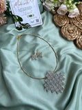 Diamond Look Alike Pendant Hasli Necklace with Earrings