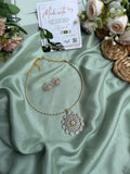 Diamond look Alike Floral Hasli with Earrings