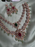 Two line Mossanite Necklace with Earrings