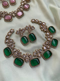 Victorian AD Color Stone Necklace with Earrings