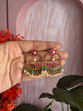 Circular Lotus Hanging Pearl Earrings