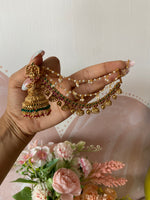 Ruby Green Lakshmi Jhumkas and Mattal Combo