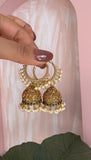 Antique White Pearl hook Jhumkas