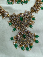 AD Hasli Peacock Necklace with Earrings in two Colors