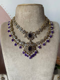 Victorian 2 Layer Purple Necklace with Earrings