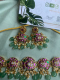 Pure Kemp Brass Circle Peacock Choker with Earrings